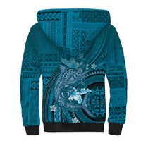 Samoa Tatau Marlin Sherpa Hoodie With Siapo Motifs Teal