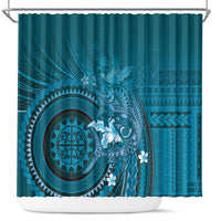 Samoa Tatau Marlin Shower Curtain With Siapo Motifs Teal