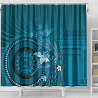 Samoa Tatau Marlin Shower Curtain With Siapo Motifs Teal