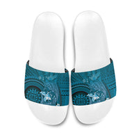 Samoa Tatau Marlin Slide Sandals With Siapo Motifs Teal