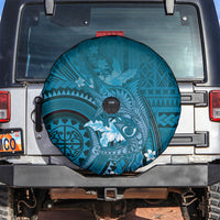 Samoa Tatau Marlin Spare Tire Cover With Siapo Motifs Teal