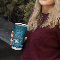 Samoa Tatau Marlin Tumbler Cup With Siapo Motifs Teal