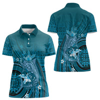 Samoa Tatau Marlin Women Polo Shirt With Siapo Motifs Teal