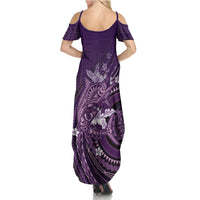 Samoa Tatau Marlin Family Matching Summer Maxi Dress and Hawaiian Shirt With Siapo Motifs Violet LT05 - Polynesian Pride