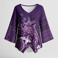 Samoa Tatau Marlin Kimono Sleeve Blouse With Siapo Motifs Violet