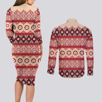 Tonga Language Week Couples Matching Long Sleeve Bodycon Dress and Long Sleeve Button Shirt Lea Faka-Tonga Everyday - Polynesian Pride