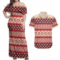 Tonga Language Week Couples Matching Off Shoulder Maxi Dress and Hawaiian Shirt Lea Faka-Tonga Everyday - Polynesian Pride