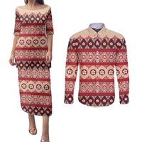 Tonga Language Week Couples Matching Puletasi and Long Sleeve Button Shirt Lea Faka-Tonga Everyday - Polynesian Pride