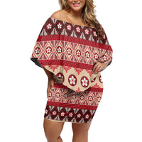 Tonga Language Week Off Shoulder Short Dress Lea Faka-Tonga Everyday - Polynesian Pride