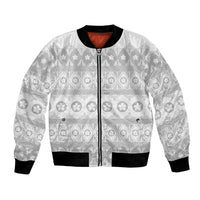 Tonga White Sunday Bomber Jacket Tongan Ngatu Siale Pattern - Polynesian Pride