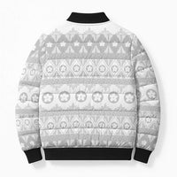 Tonga White Sunday Bomber Puffer Jacket Tongan Ngatu Siale Pattern - Polynesian Pride