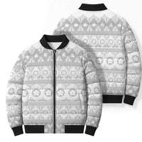Tonga White Sunday Bomber Puffer Jacket Tongan Ngatu Siale Pattern - Polynesian Pride