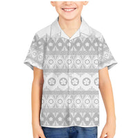 Tonga White Sunday Family Matching Mermaid Dress and Hawaiian Shirt Tongan Ngatu Siale Pattern - Polynesian Pride