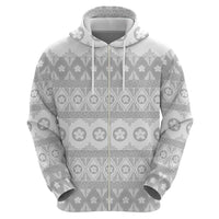 Tonga White Sunday Hoodie Tongan Ngatu Siale Pattern - Polynesian Pride