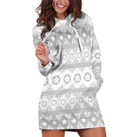Tonga White Sunday Hoodie Dress Tongan Ngatu Siale Pattern - Polynesian Pride
