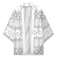 Tonga White Sunday Kimono Tongan Ngatu Siale Pattern - Polynesian Pride