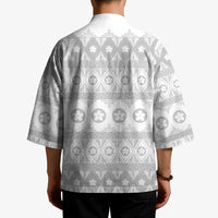 Tonga White Sunday Kimono Tongan Ngatu Siale Pattern - Polynesian Pride