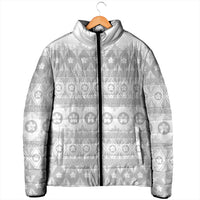 Tonga White Sunday Padded Jacket Tongan Ngatu Siale Pattern - Polynesian Pride