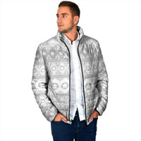 Tonga White Sunday Padded Jacket Tongan Ngatu Siale Pattern - Polynesian Pride
