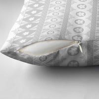 Tonga White Sunday Pillow Cover Tongan Ngatu Siale Pattern - Polynesian Pride