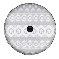 Tonga White Sunday Spare Tire Cover Tongan Ngatu Siale Pattern - Polynesian Pride