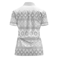 Tonga White Sunday Women Polo Shirt Tongan Ngatu Siale Pattern - Polynesian Pride