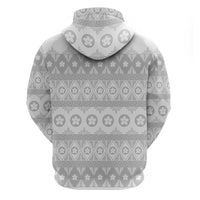 Tonga White Sunday Zip Hoodie Tongan Ngatu Siale Pattern - Polynesian Pride