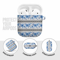 Samoa White Sunday AirPods Case Samoan Tapa Blue Hibiscus - Polynesian Pride