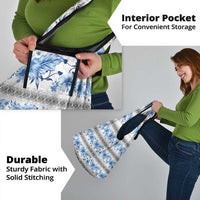 Samoa White Sunday Grocery Bag Samoan Tapa Blue Hibiscus - Polynesian Pride