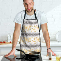 Samoa White Sunday Apron Samoan Tapa Yellow Hibiscus - Polynesian Pride