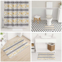 Samoa White Sunday Bathroom Set Samoan Tapa Yellow Hibiscus - Polynesian Pride