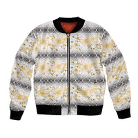 Samoa White Sunday Bomber Jacket Samoan Tapa Yellow Hibiscus LT05 Unisex Yellow - Polynesian Pride