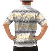 Samoa White Sunday Family Matching Mermaid Dress and Hawaiian Shirt Samoan Tapa Yellow Hibiscus - Polynesian Pride