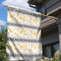 Samoa White Sunday Garden Flag Samoan Tapa Yellow Hibiscus - Polynesian Pride