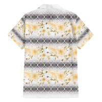 Samoa White Sunday Hawaiian Shirt Samoan Tapa Yellow Hibiscus - Polynesian Pride