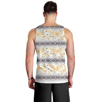 Samoa White Sunday Men Tank Top Samoan Tapa Yellow Hibiscus - Polynesian Pride