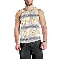 Samoa White Sunday Men Tank Top Samoan Tapa Yellow Hibiscus - Polynesian Pride