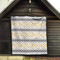 Samoa White Sunday Quilt Samoan Tapa Yellow Hibiscus - Polynesian Pride