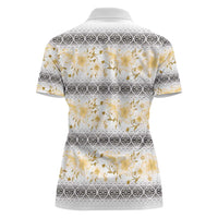 Samoa White Sunday Women Polo Shirt Samoan Tapa Yellow Hibiscus - Polynesian Pride