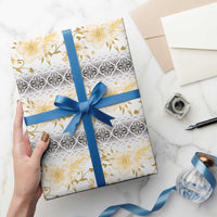 Samoa White Sunday Wrapping Paper Samoan Tapa Yellow Hibiscus - Polynesian Pride