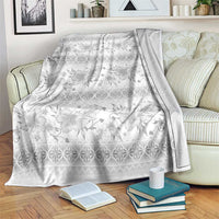 Samoa White Sunday Blanket Samoan Tapa White Hibiscus LT05 White - Polynesian Pride