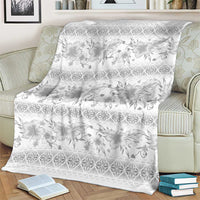 Samoa White Sunday Blanket Samoan Tapa White Hibiscus LT05 - Polynesian Pride