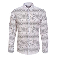 Samoa White Sunday Family Matching Short Sleeve Bodycon Dress and Hawaiian Shirt Samoan Tapa White Hibiscus - Polynesian Pride