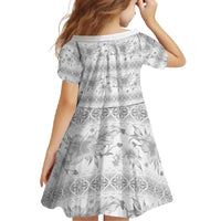 Samoa White Sunday Family Matching Summer Maxi Dress and Hawaiian Shirt Samoan Tapa White Hibiscus - Polynesian Pride