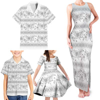 Samoa White Sunday Family Matching Tank Maxi Dress and Hawaiian Shirt Samoan Tapa White Hibiscus - Polynesian Pride