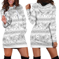 Samoa White Sunday Hoodie Dress Samoan Tapa White Hibiscus - Polynesian Pride