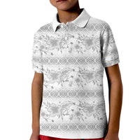 Samoa White Sunday Kid Polo Shirt Samoan Tapa White Hibiscus - Polynesian Pride