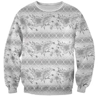 Samoa White Sunday Sweatshirt Samoan Tapa White Hibiscus - Polynesian Pride