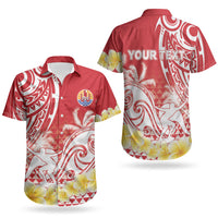 Personalised Tahiti Surfing Couples Matching Off Shoulder Short Dress and Hawaiian Shirt Polynesian Style LT05 - Polynesian Pride