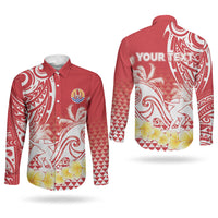 Personalised Tahiti Surfing Couples Matching Off Shoulder Short Dress and Long Sleeve Button Shirt Polynesian Style LT05 - Polynesian Pride